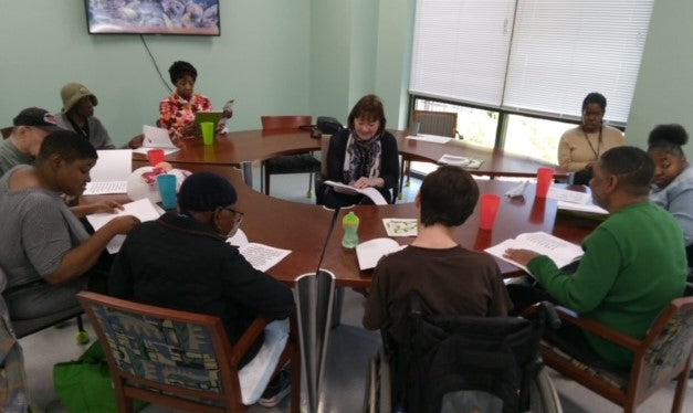 Reading Roundtable group activity for persons with dementia